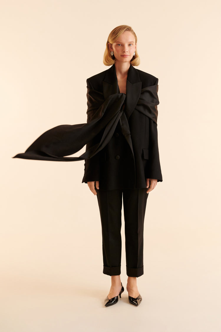 Blazer with scarf ((Simple Truths)), black