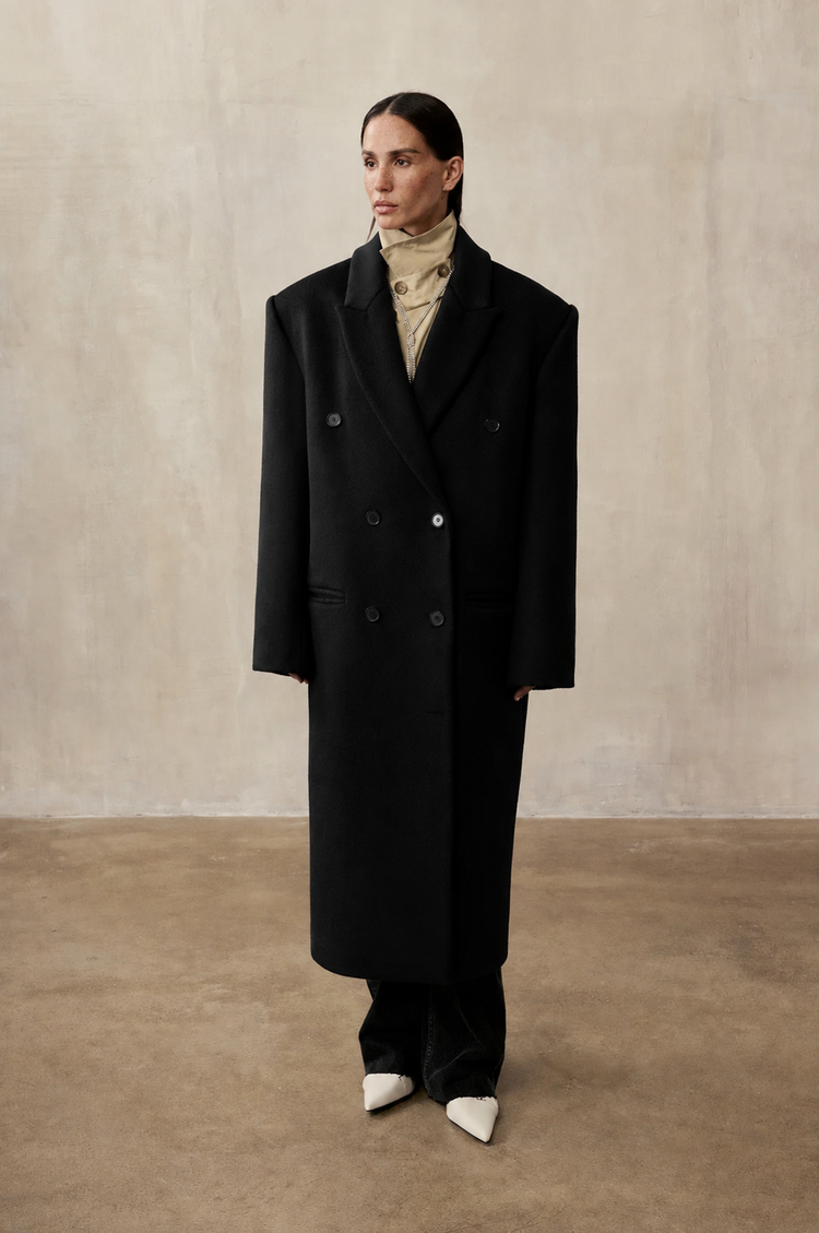 Double-breasted coat (((Power + dressing))), black