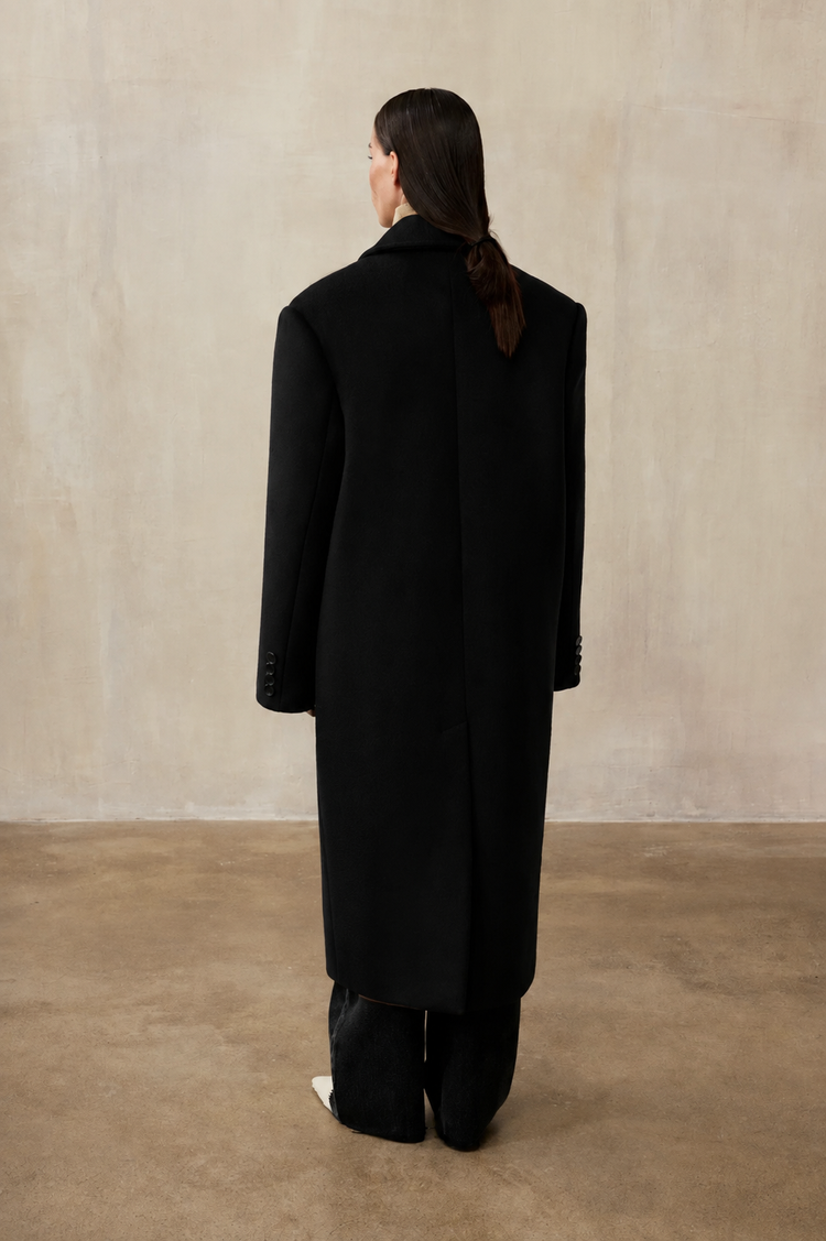 Double-breasted coat (((Power + dressing))), black