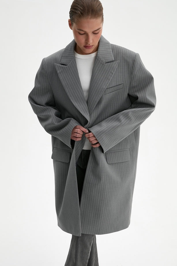 Striped Blazer -Coat ((The Devil Wears Choux)), gray