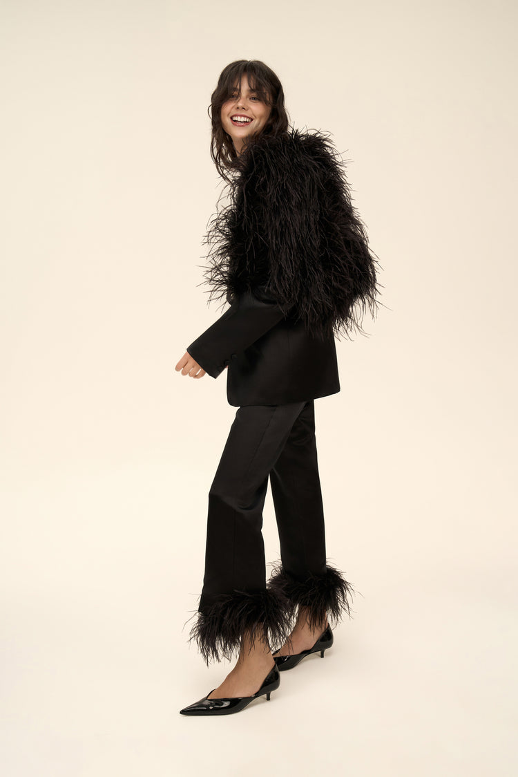 Blazer with feathers ((Little Party Never Killed Nobody)), black