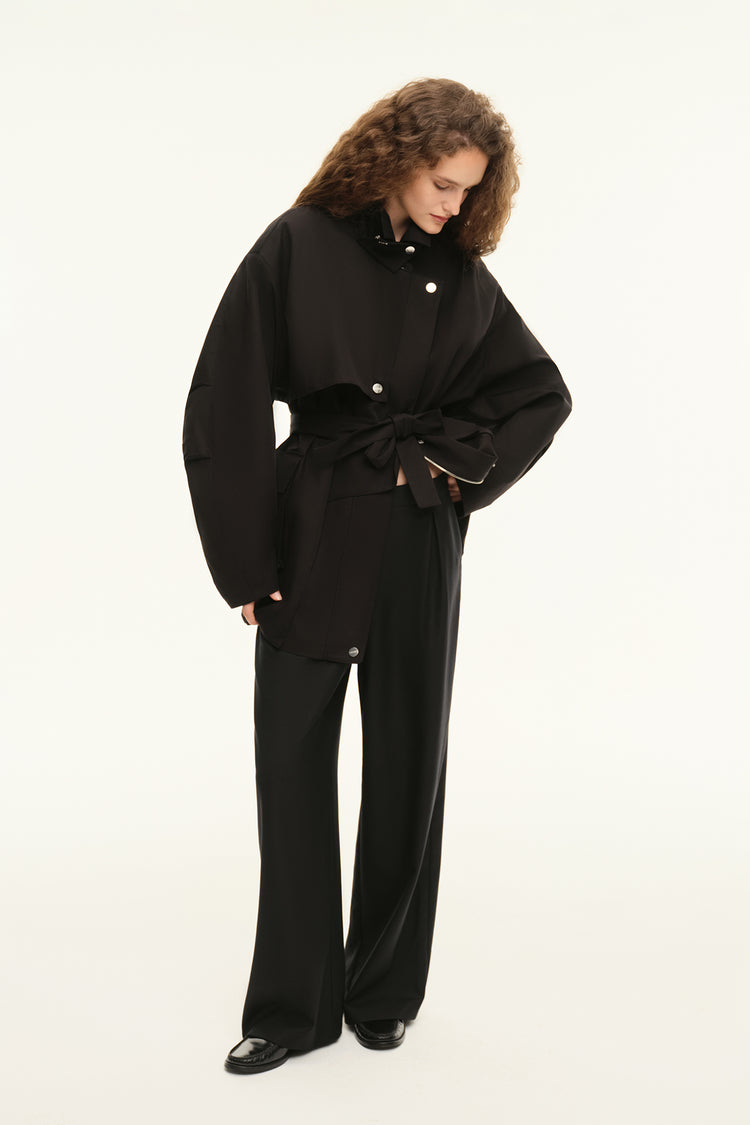 Cropped trench coat (((The Love Letter))), black