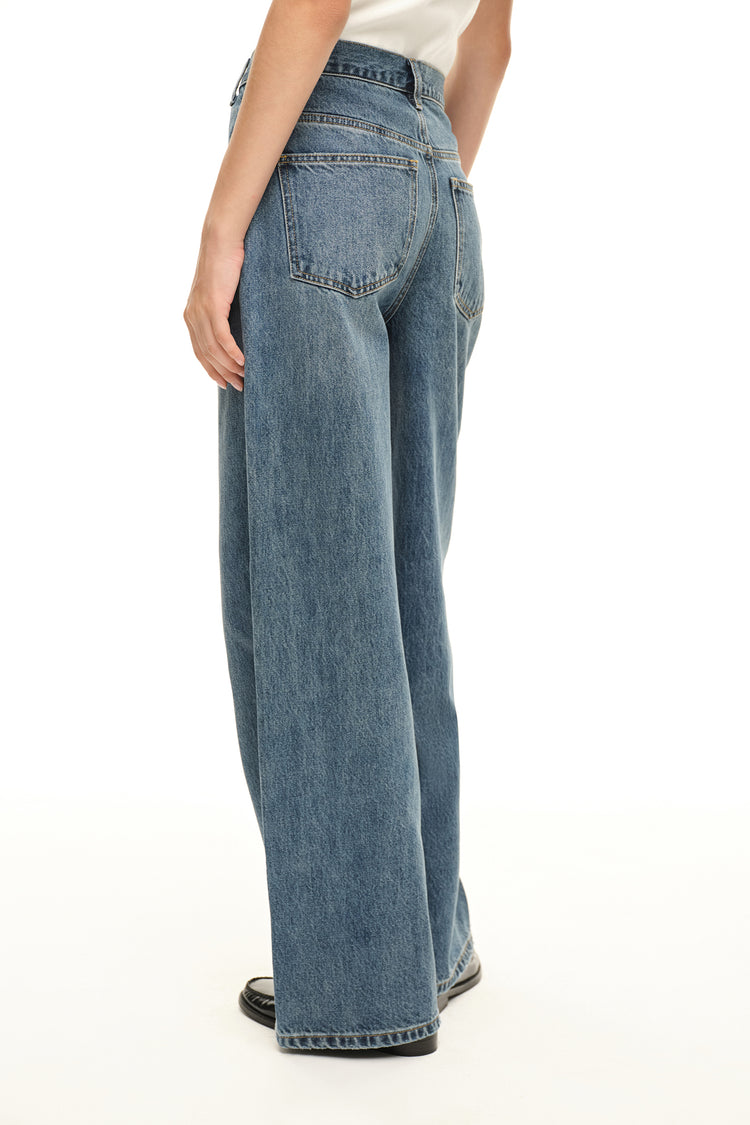 Jeans with asymmetrical waistband ((OFFLine Jeans))), blue