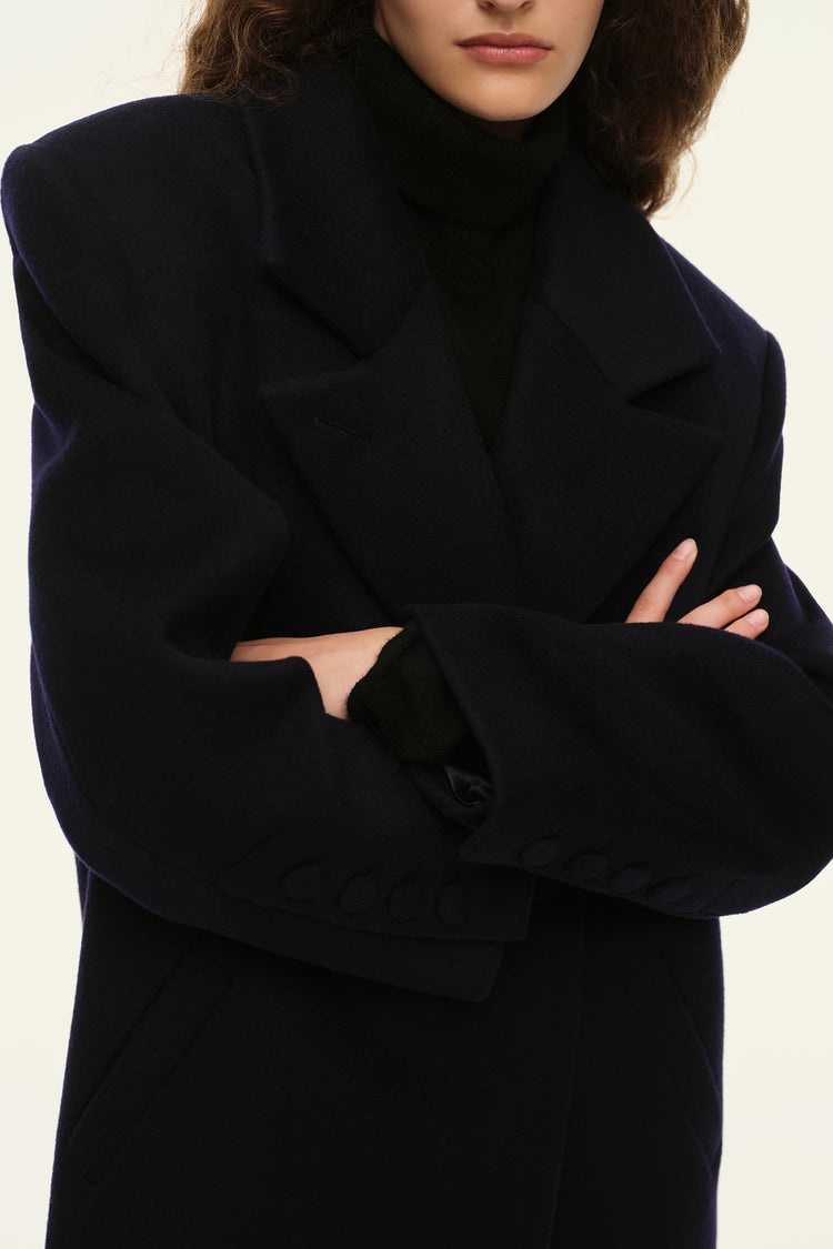 Straight cut coat (((Choux Base))), dark blue