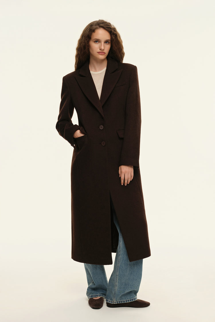Fitted coat (((Dark Chocolate))), brown