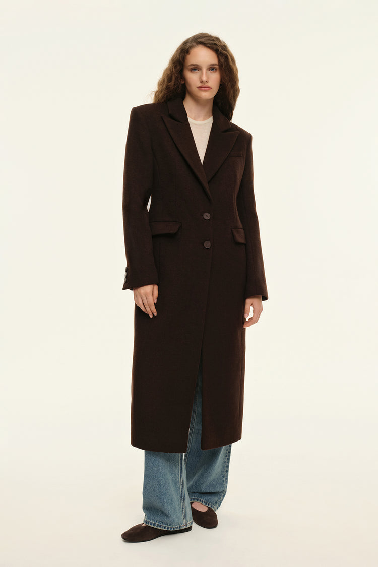 Fitted coat (((Dark Chocolate))), brown