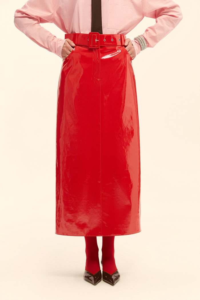 (Perfect Red) maxi skirt, red