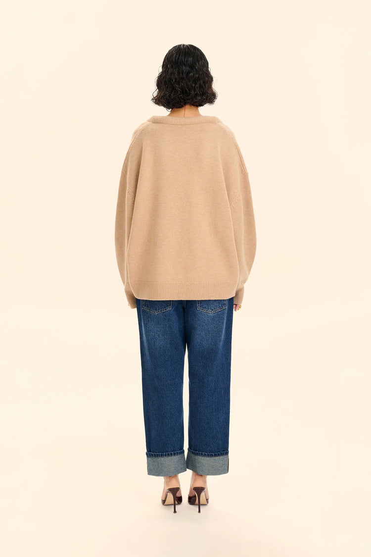 Jumper with neckline ((Smart and Sexy)), beige
