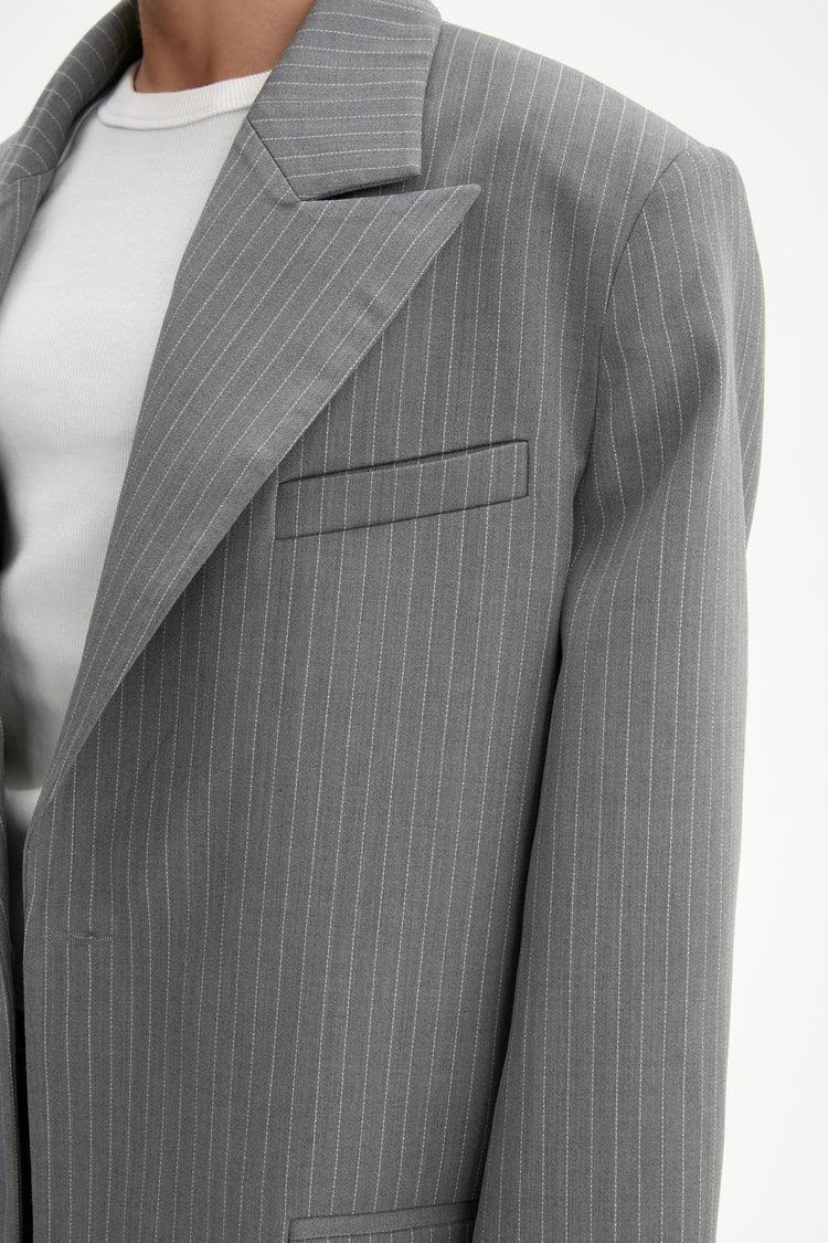 Striped Blazer -Coat ((The Devil Wears Choux)), gray