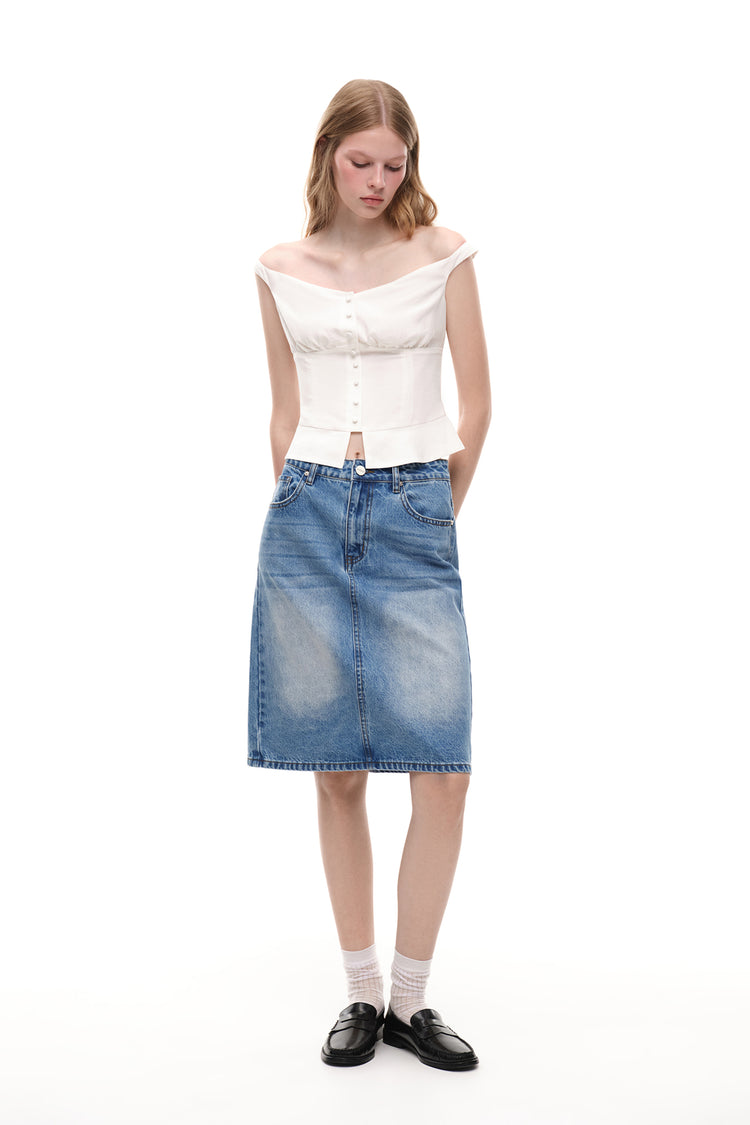 Denim midi skirt (Shades of Cool), blue