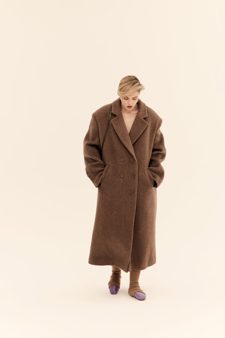 (((I'm worth it))) scarf coat, chocolate