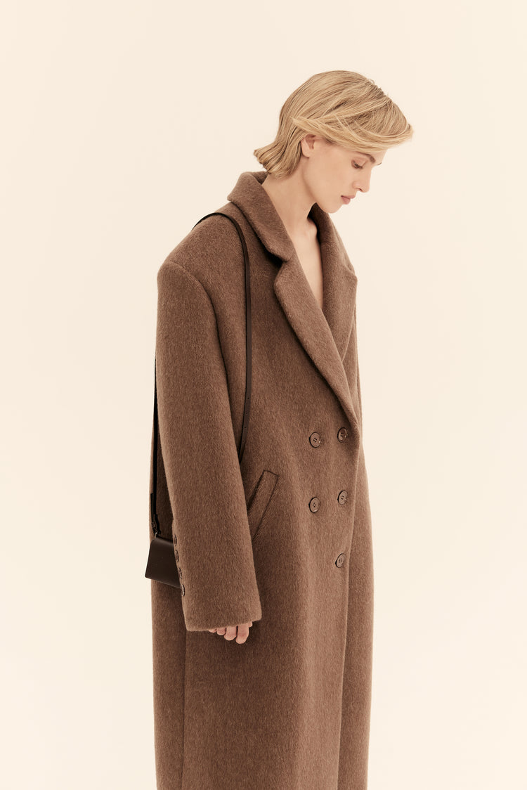 (((I'm worth it))) scarf coat, chocolate