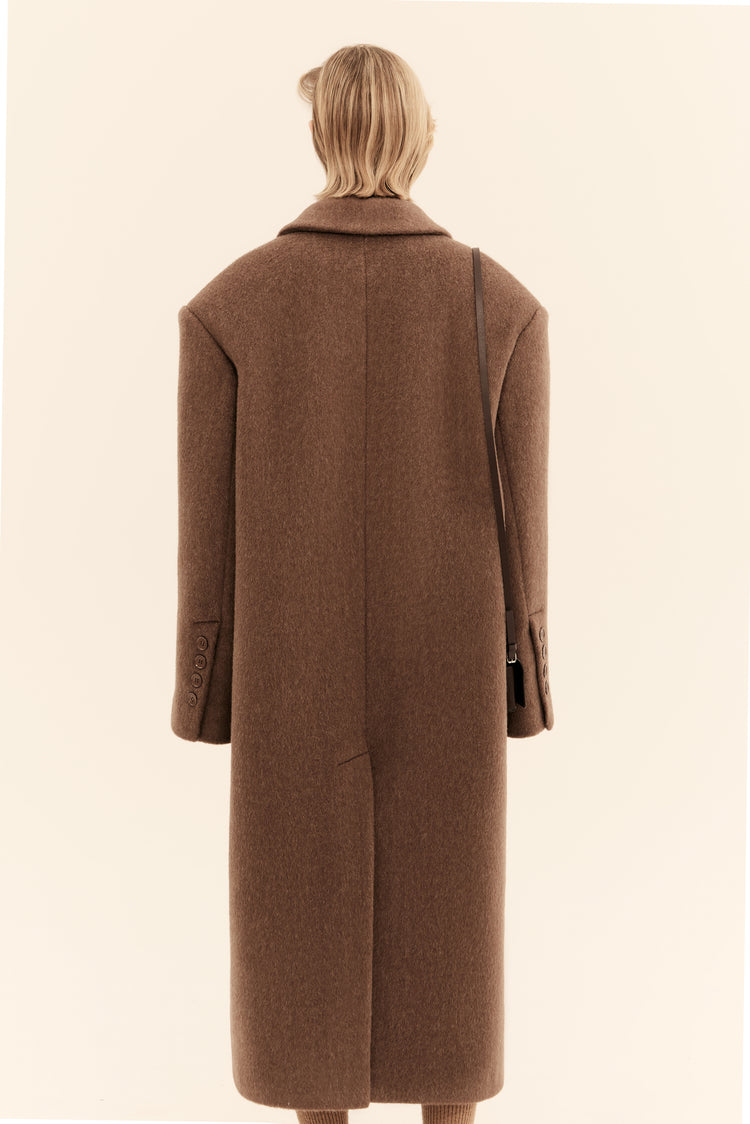 (((I'm worth it))) scarf coat, chocolate