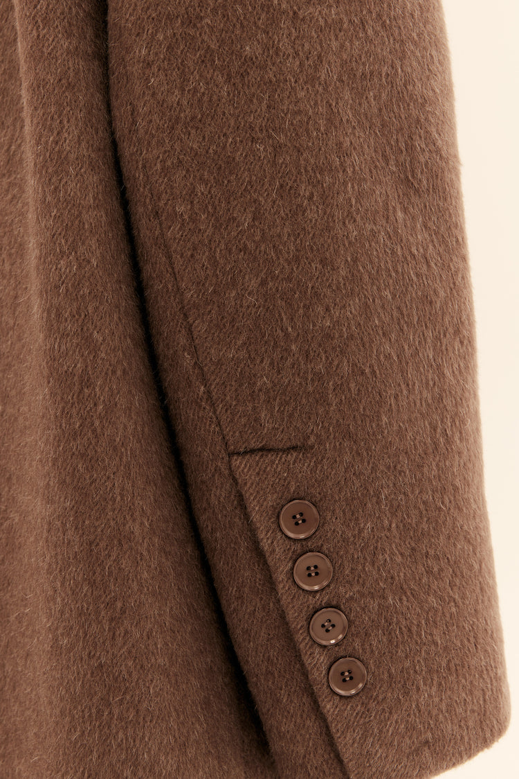 (((I'm worth it))) scarf coat, chocolate