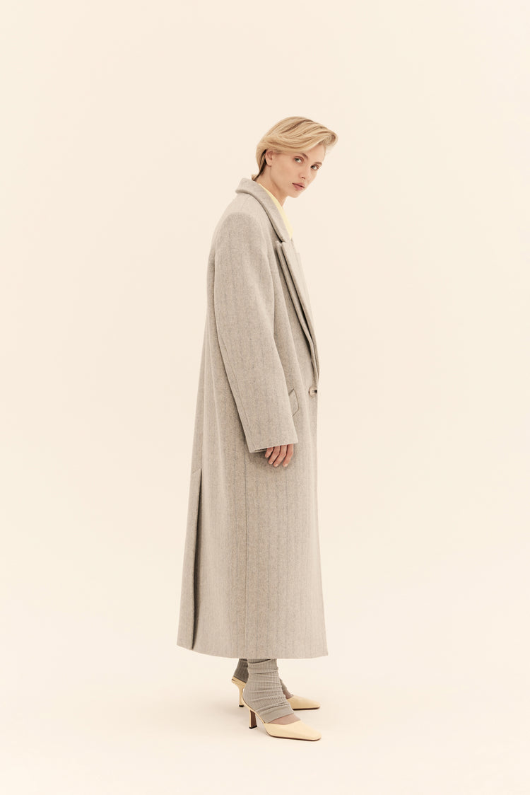 (((Double Standards))) double-lapel coat, grey
