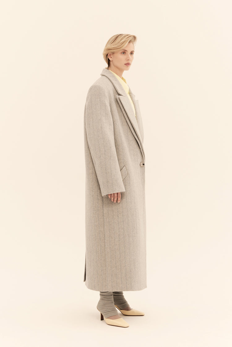 (((Double Standards))) double-lapel coat, grey
