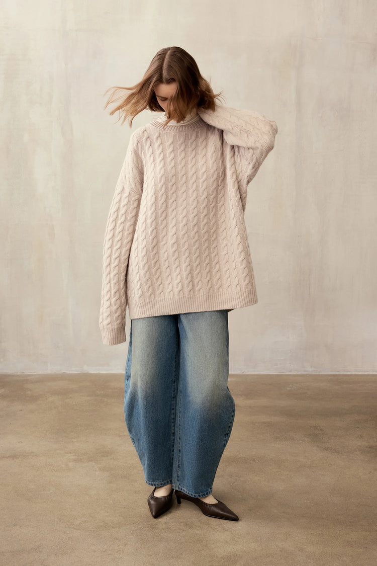 Cabling jumper ((Evening by the fireplace)), beige
