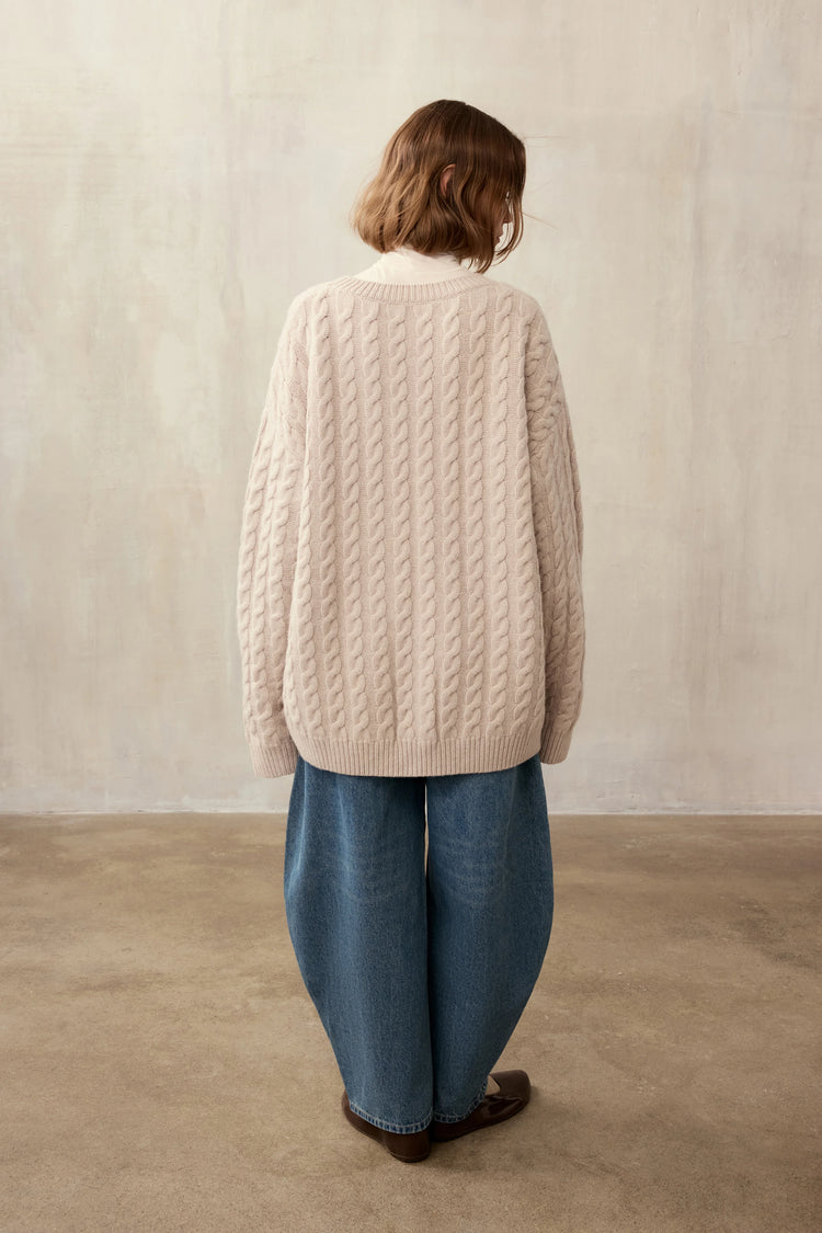 Cabling jumper ((Evening by the fireplace)), beige