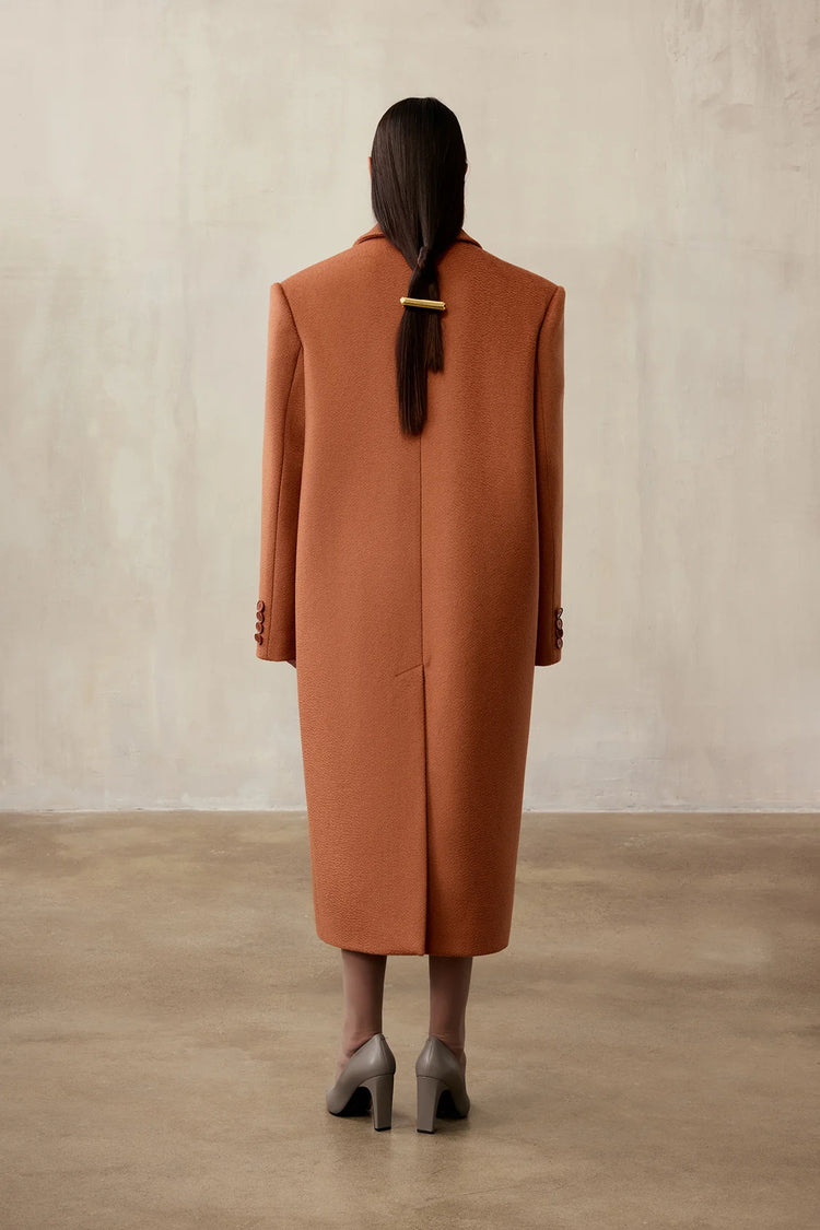 Double-breasted coat (((Power + dressing))), terracotta