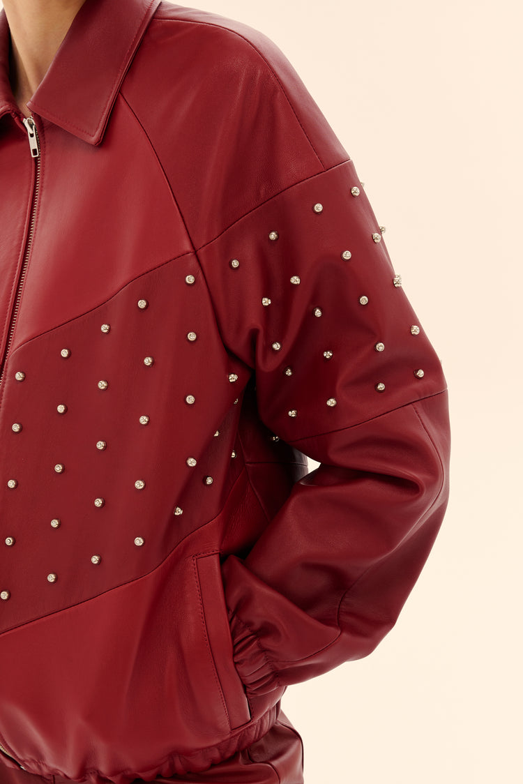 (((Riot Girl))) leather jacket, burgundy