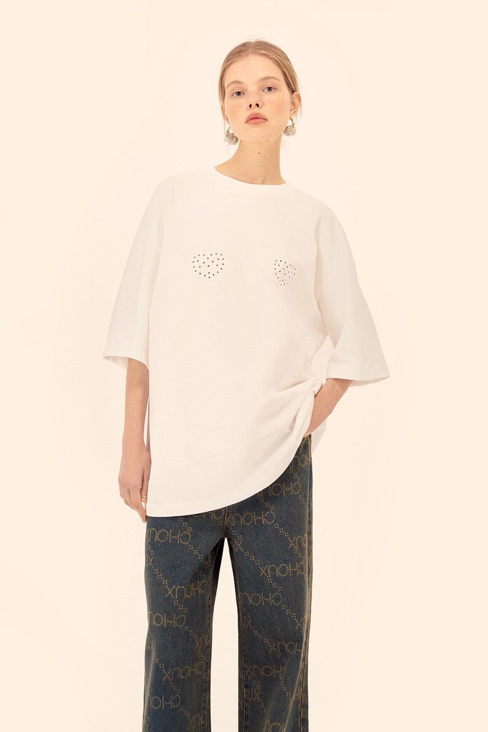 Bulky t-shirt (Breaking hearts), milky white