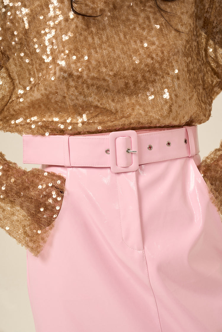 (((Cotton Candy))) midi skirt, pink