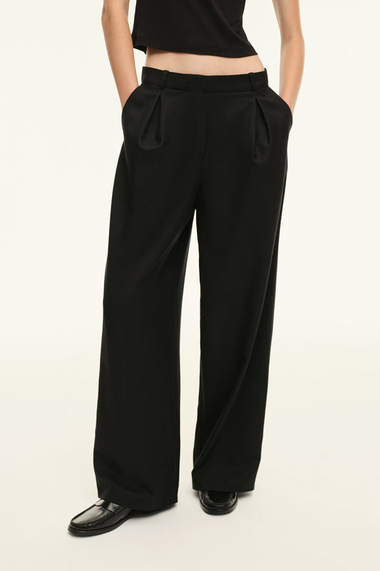 Wide trousers with tucks (Base route), black