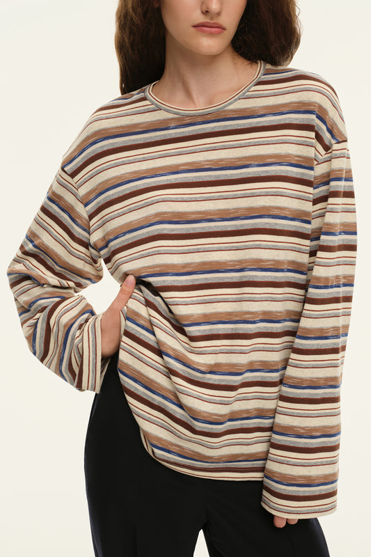 Knitted longsleeve (True Preppy), pink and brown