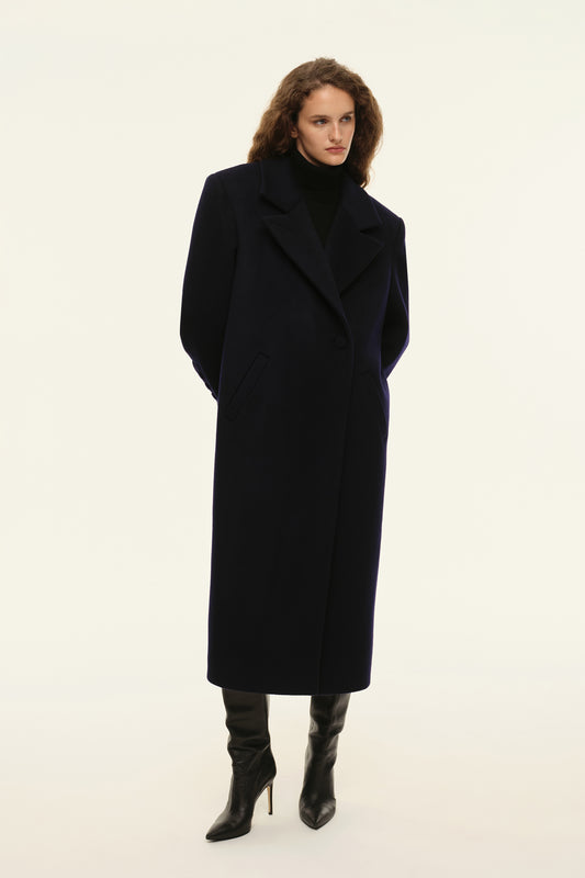 Straight cut coat (((Choux Base))), dark blue