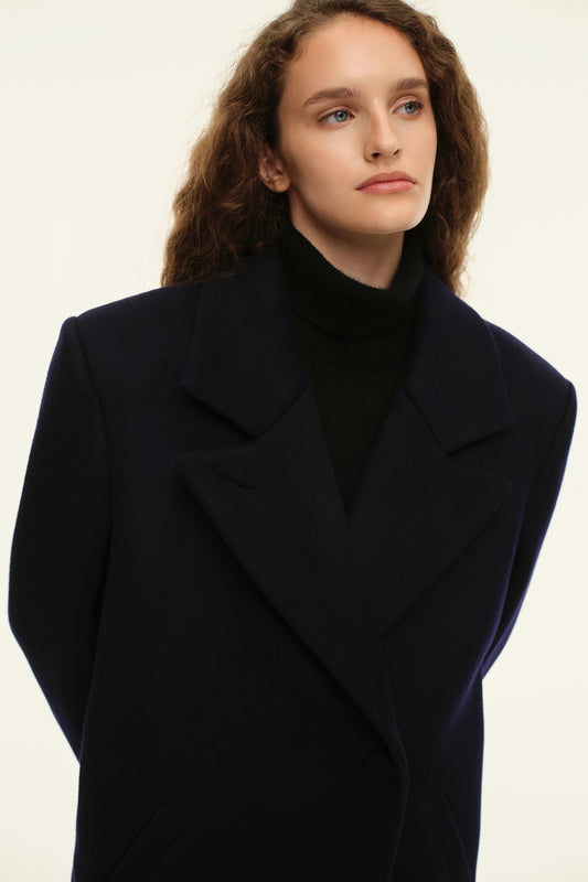 Straight cut coat (((Choux Base))), dark blue