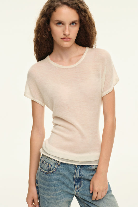 Cashmere T-shirt (Naked story), milky white
