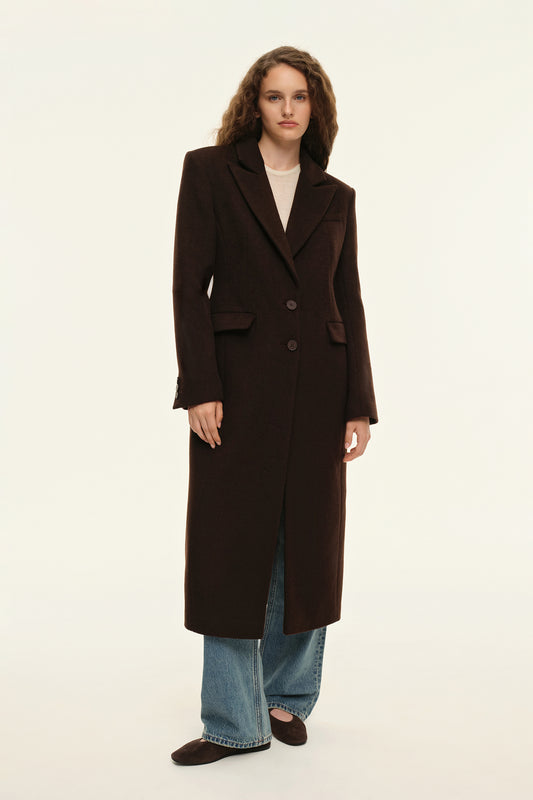 Fitted coat (((Dark Chocolate))), brown