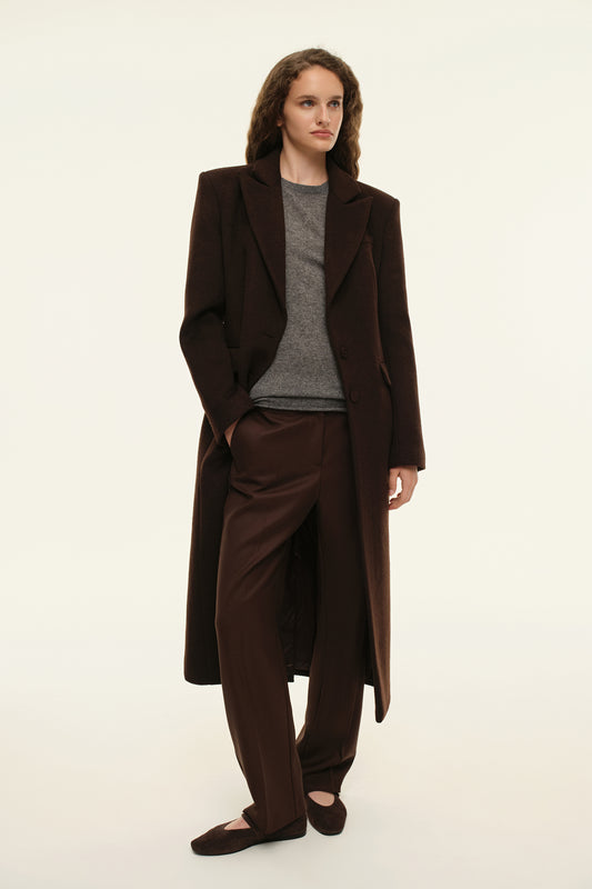 Fitted coat (((Dark Chocolate))), brown