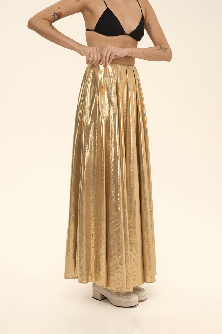 Maxi skirt ((More fizzy wine, please)), gold