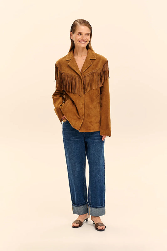 Fringed Suede Jacket ((This is Texas)), camel