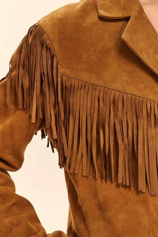 Fringed Suede Jacket ((This is Texas)), camel