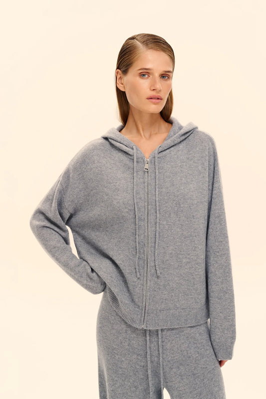 Cashmere hoodie ((Nothing Extra)), grey melange