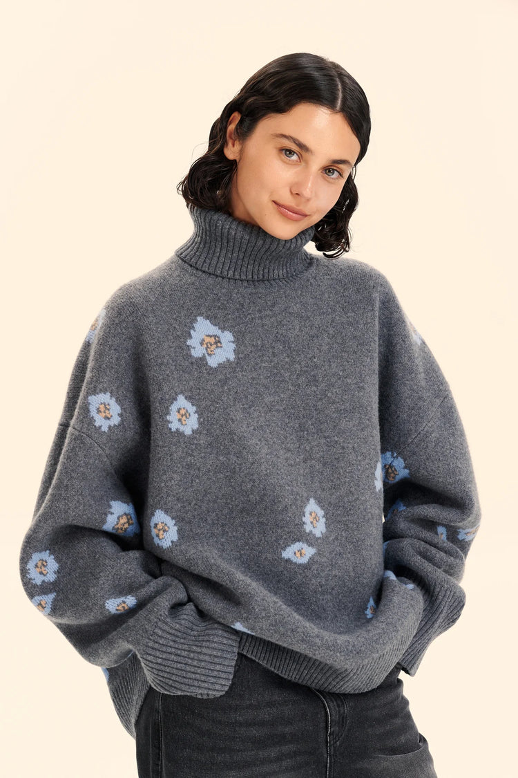 Turtleneck sweater ((I can buy myself flowers)), grey