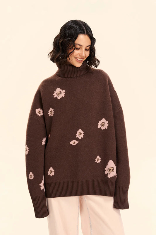 Turtleneck sweater ((I can buy myself flowers)), brown