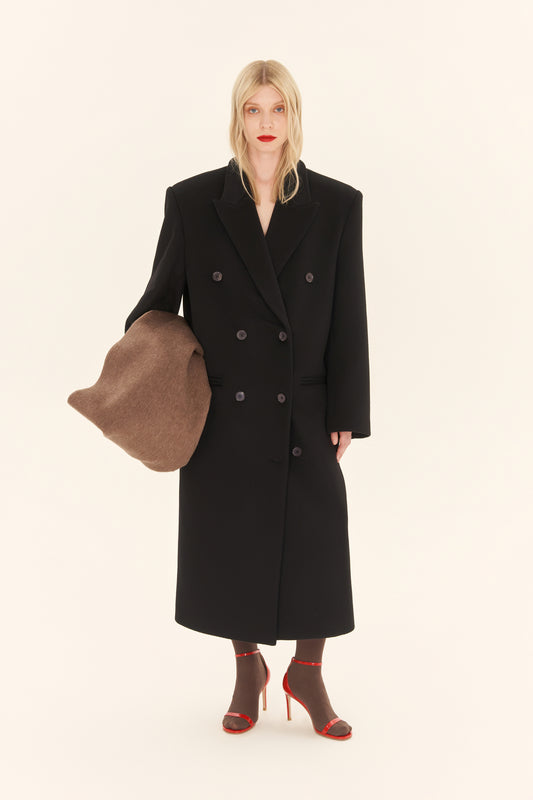 (((Power Dressing))) double-breasted coat, black