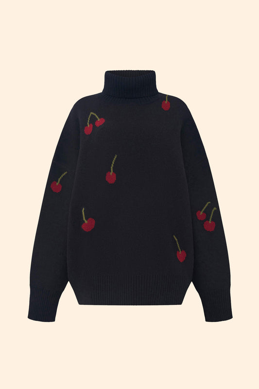 Turtleneck sweater ((Cherry)), black