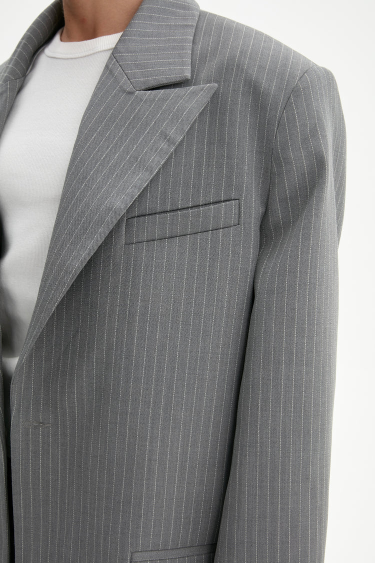 Striped Jacket-Coat (The Devil Wears Choux), gray