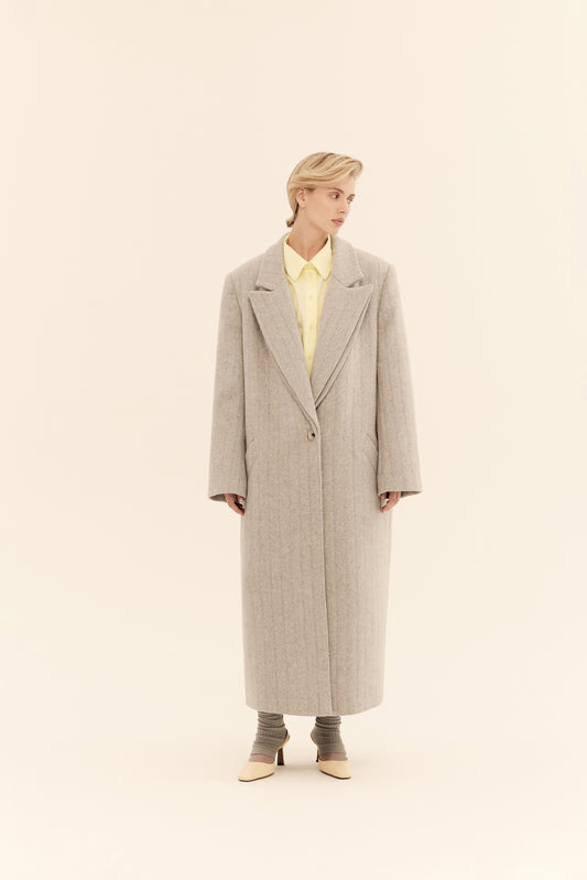 (((Double Standards))) double-lapel coat, gray