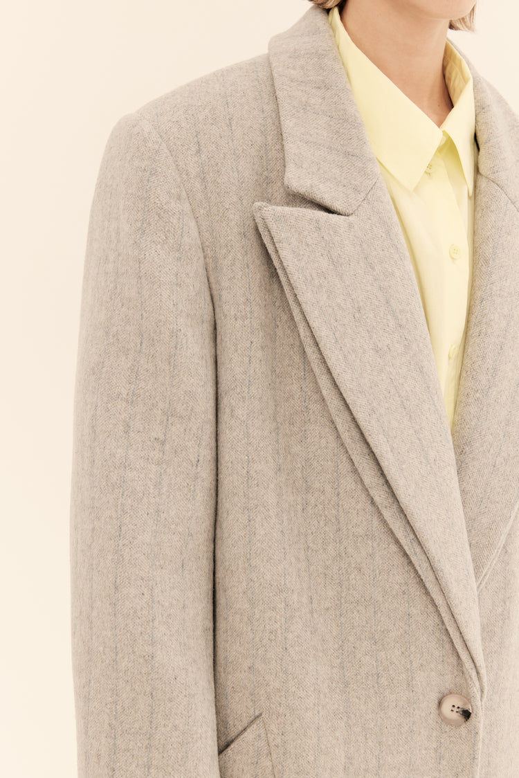 (((Double Standards))) double-lapel coat, gray