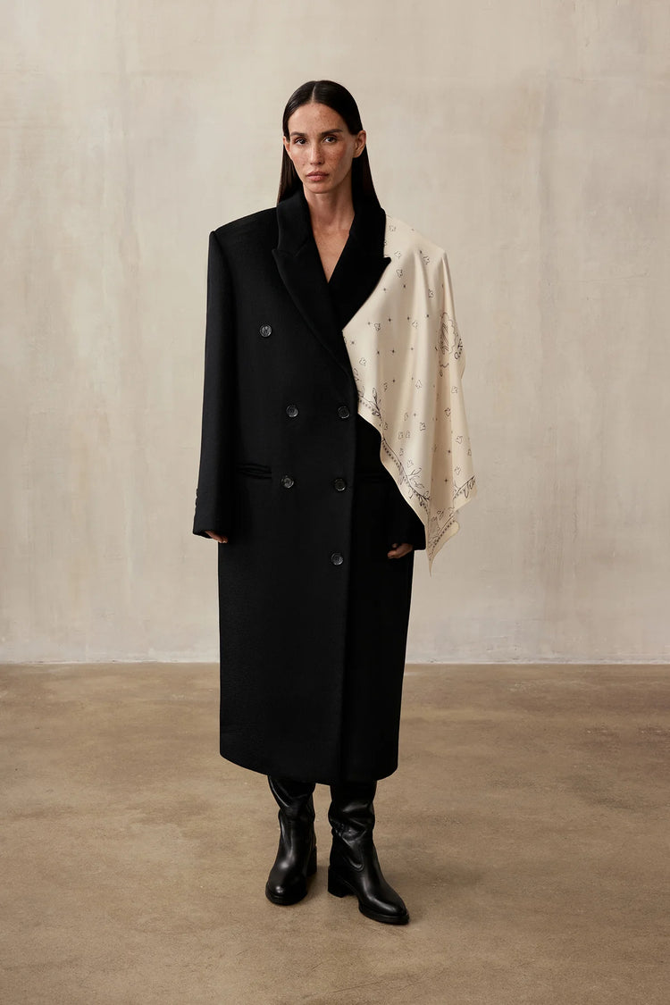 Double-breasted coat (((Power + dressing))), black