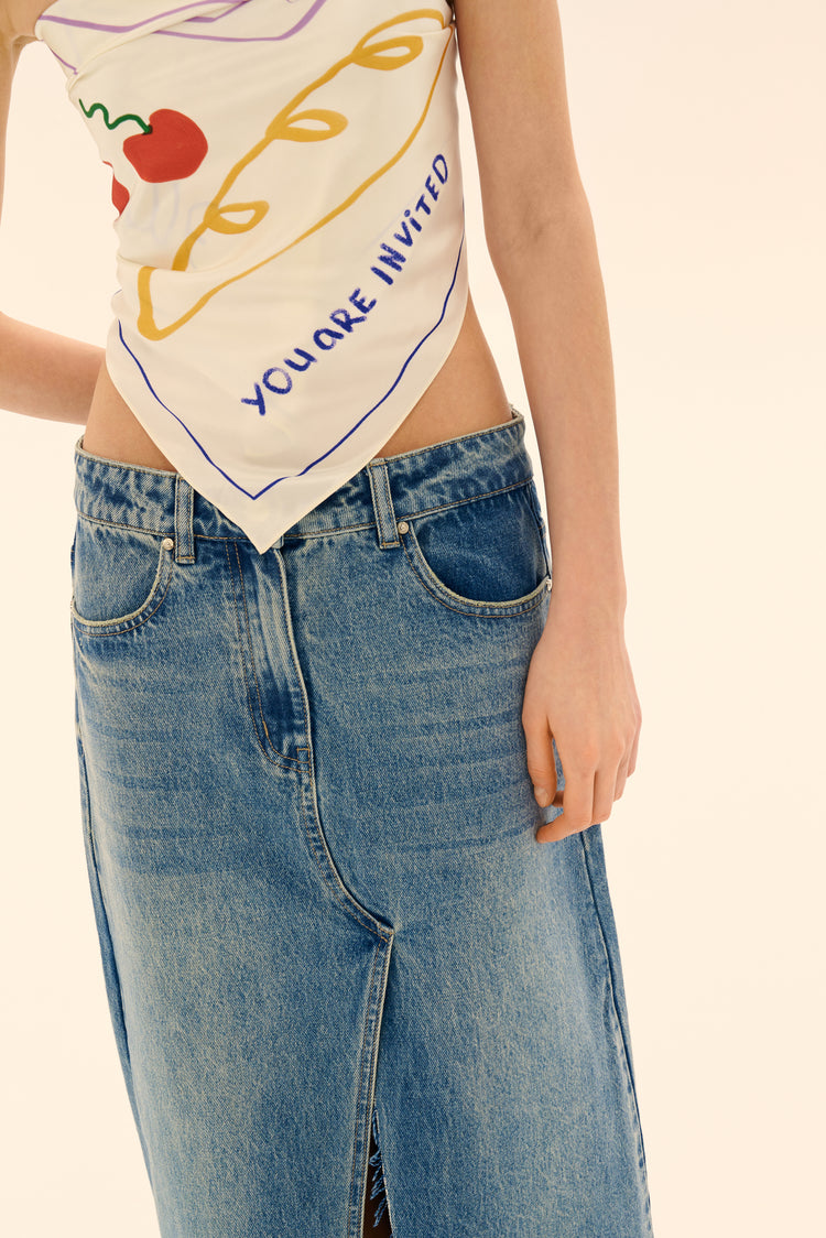 (((The Perfect Match))) maxi denim skirt, blue