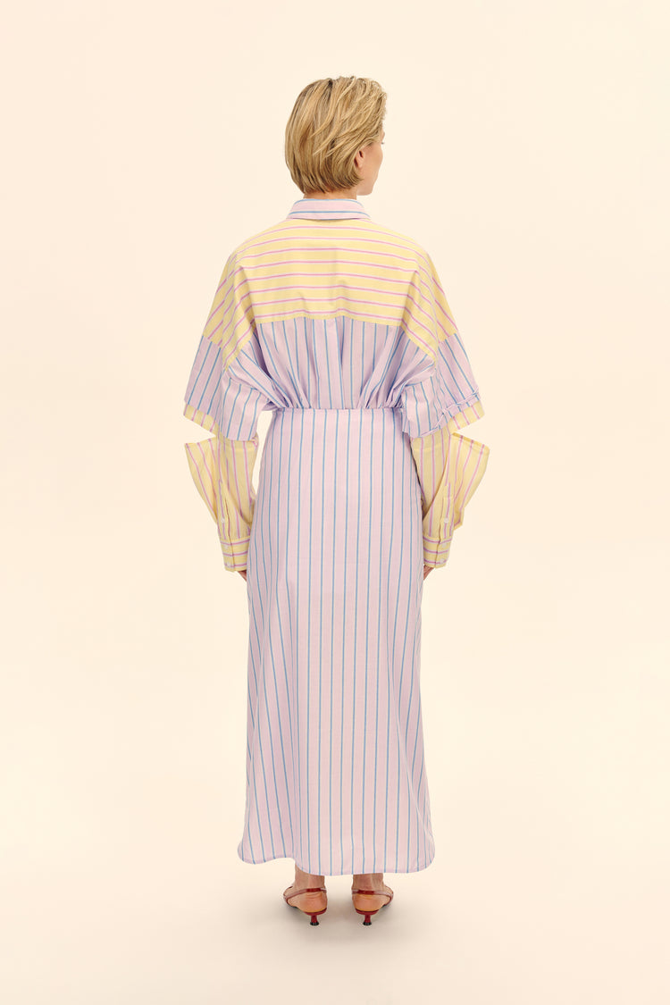 Skirt with sleeves (Inside and out), yellow-lavender