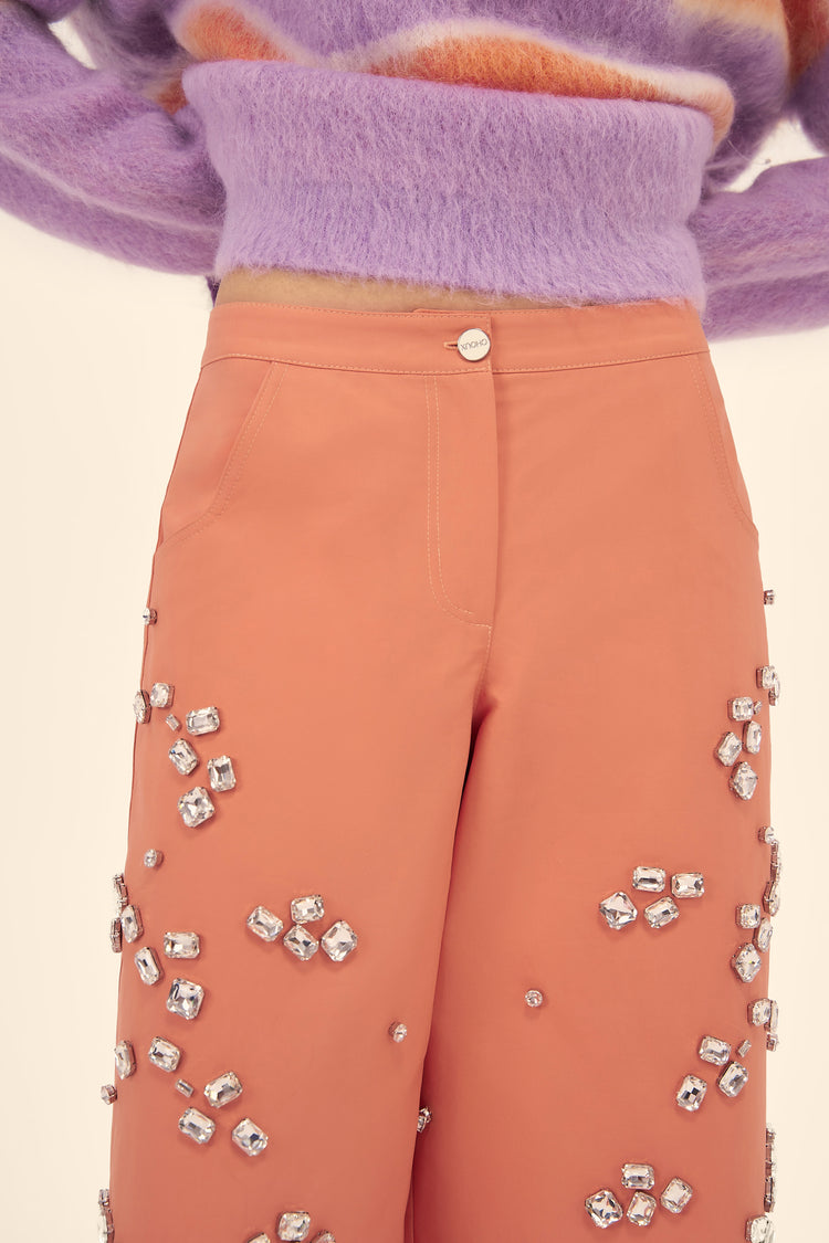 Pants with stones ((Full kit)), carrot color