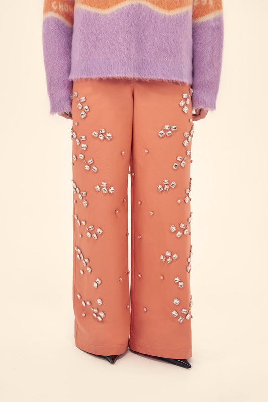 Pants with stones ((Full kit)), carrot color