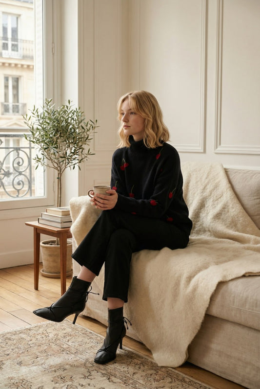 Turtleneck sweater ((Cherry)), black